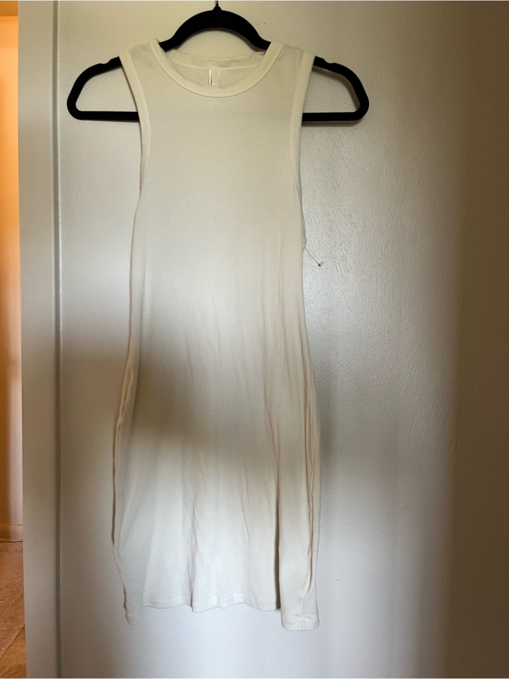 SKIMS Sleeveless Ribbed Mini Dress in Light Cream - Picture 2 of 4